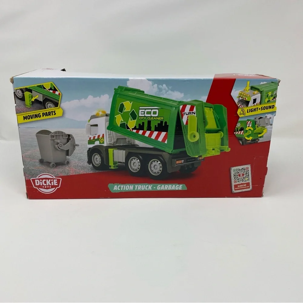 Dickie City Mercedes Actros Garbage Truck 10” Opening Parts Lights & Sounds, NEW